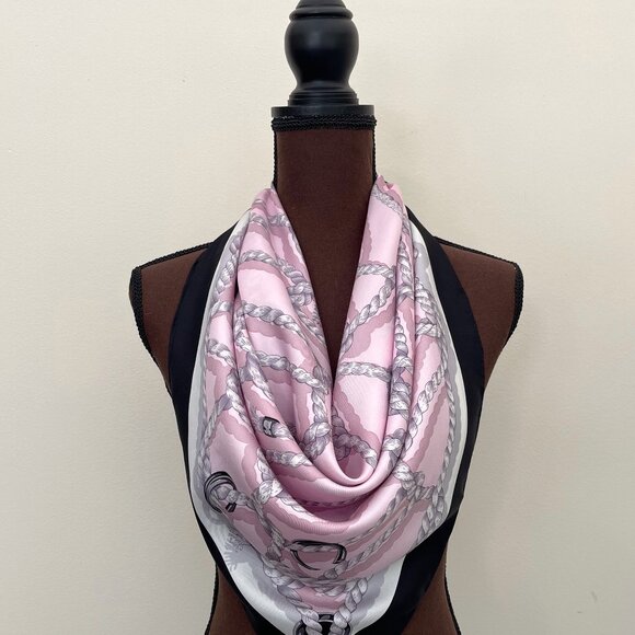 New Gucci Scarf GG Logo Ropes Print Nautical Style Silk Wrap - Picture 9 of 15